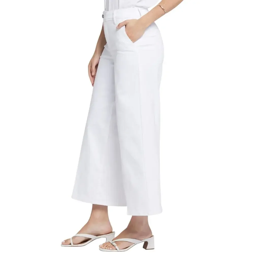 NYDJ Women's Mona Wide Leg Ankle Jeans Size 8 Optic White Denim Trouser NWT